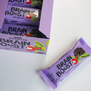 SĖKLŲ BATONĖLIAI "BRAIN BOOST", EKOLOGIŠKI, SU GUARANA, 3 VNT.