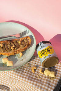 Ekologiškas baltojo šokolado skonio anakardžių riešutų kremas su žaliomis kavos pupelėmis „Zero Guilt“