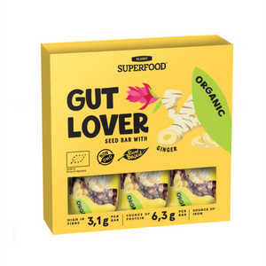 SĖKLŲ BATONĖLIAI "GUT LOVER", EKOLOGIŠKI, SU IMBIERU, 3 VNT.