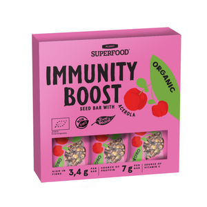 SĖKLŲ BATONĖLIAI "IMMUNITY BOOST", EKOLOGIŠKI, SU ACEROLA, 3 VNT.