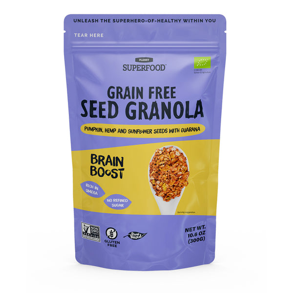 BRAIN BOOST SĖKLŲ GRANOLA: SŪRIOS KARAMELĖS SKONIO